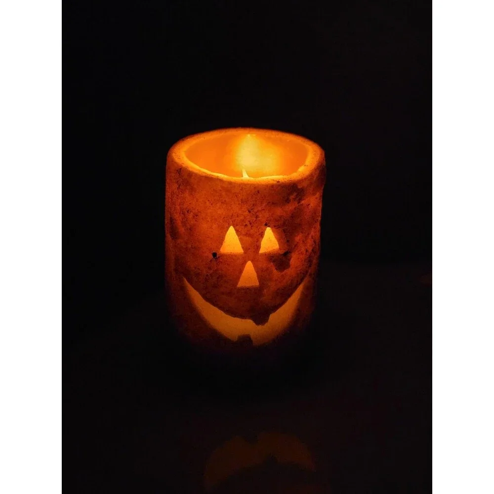 Small Jack O Lantern Pillar Candle LED Fall Halloween Pumpkin decoration Battery